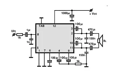 LA4550 BTL electronic component with associated schematic circuit diagram